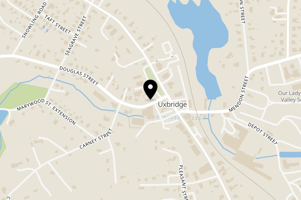 Map showing the location of Jumbo Donuts Uxbridge on 5 Douglas St in Uxbridge