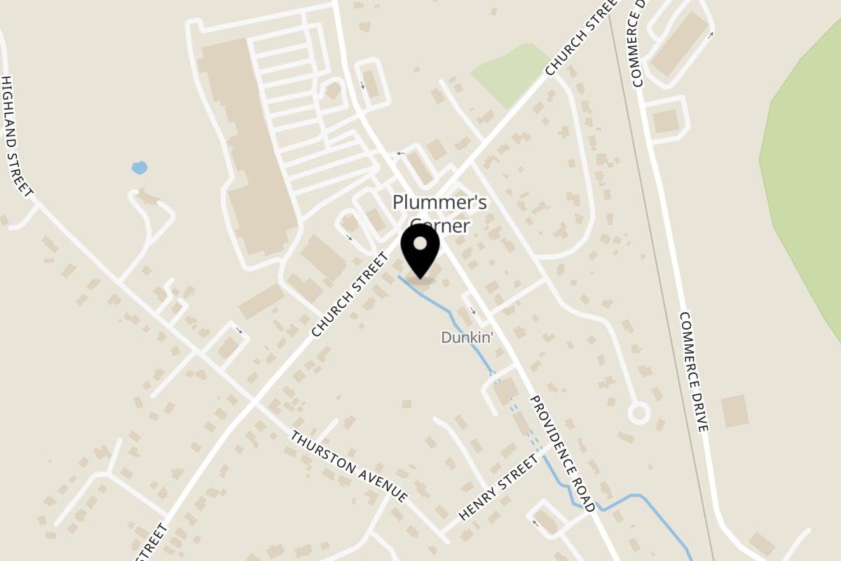 Map showing the location of Jumbo Donuts Whitinsville on 1115 Providence Rd in Whitinsville
